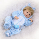 Reborn Boy Doll Soft Vinyl Baby Boy 22inch 56cm Pacifier Diaper Bottle Cute Boy Wearing Jumpsuits Doll Gift for Ages 3+