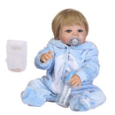 Reborn Boy Doll Soft Vinyl Baby Boy 22inch 56cm Pacifier Diaper Bottle Cute Boy Wearing Jumpsuits Doll Gift for Ages 3+