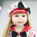 Reborn Girl Doll Plastic Baby Girl 18inch 45cm Cute Girl Wearing Dress Doll Handmade Toddler Birthday Xmas Gift for Ages 3+