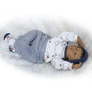 50cm Adorable Vinyl Reborn Doll Baby Model in Striped Clothes Set Outfit Accessories