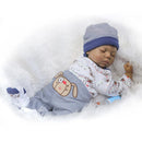 50cm Adorable Vinyl Reborn Doll Baby Model in Striped Clothes Set Outfit Accessories