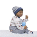 50cm Adorable Vinyl Reborn Doll Baby Model in Striped Clothes Set Outfit Accessories
