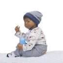 50cm Adorable Vinyl Reborn Doll Baby Model in Striped Clothes Set Outfit Accessories