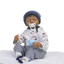 50cm Adorable Vinyl Reborn Doll Baby Model in Striped Clothes Set Outfit Accessories