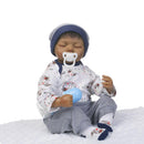 50cm Adorable Vinyl Reborn Doll Baby Model in Striped Clothes Set Outfit Accessories