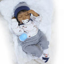 50cm Adorable Vinyl Reborn Doll Baby Model in Striped Clothes Set Outfit Accessories