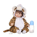 40cm Adorable Vinyl Reborn Awake Baby Doll Model in Tiger Jumpsuit Outfit Accessories