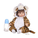 40cm Adorable Vinyl Reborn Awake Baby Doll Model in Tiger Jumpsuit Outfit Accessories