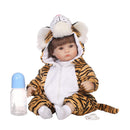 40cm Adorable Vinyl Reborn Awake Baby Doll Model in Tiger Jumpsuit Outfit Accessories