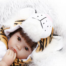 40cm Adorable Vinyl Reborn Awake Baby Doll Model in Tiger Jumpsuit Outfit Accessories