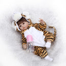 40cm Adorable Vinyl Reborn Awake Baby Doll Model in Tiger Jumpsuit Outfit Accessories