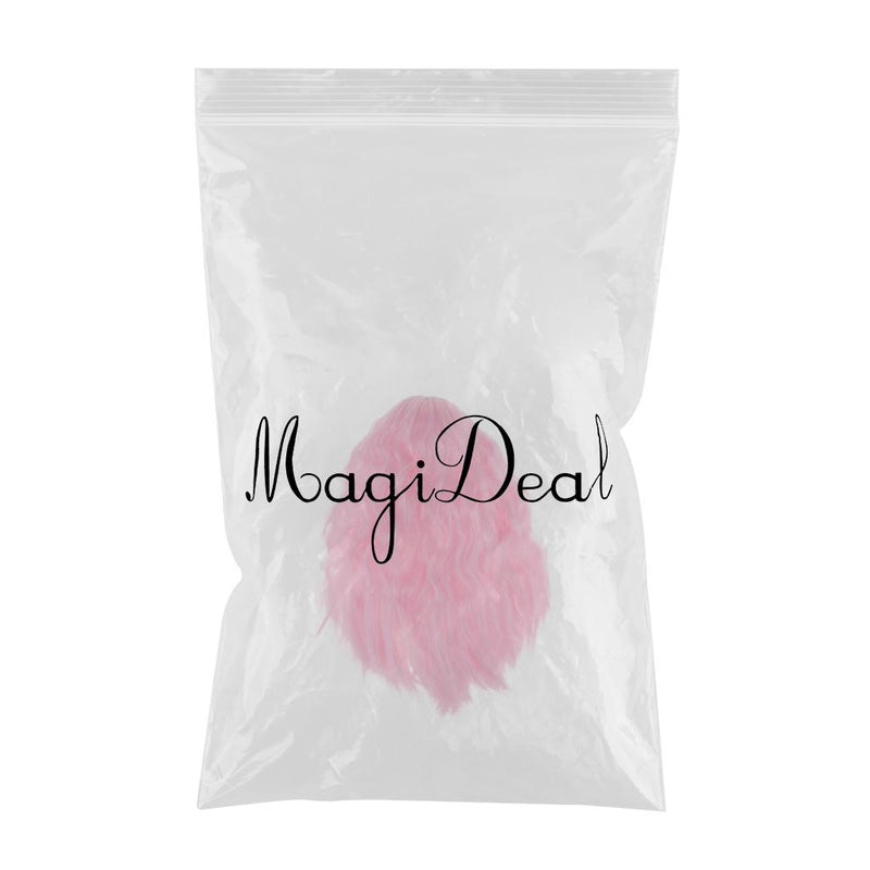 1/4 BJD Doll DIY Wig Lovely Long Curly Hair, DIY Wig Hair High-temperature Wire Handmade Hairpiece Doll Wig (Pink)