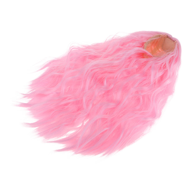 1/4 BJD Doll DIY Wig Lovely Long Curly Hair, DIY Wig Hair High-temperature Wire Handmade Hairpiece Doll Wig (Pink)