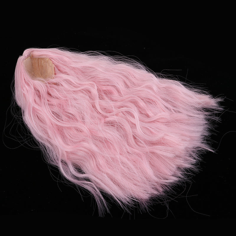1/4 BJD Long Loose Wave Wig Hairpiece for Dollfie MSD DZ Dolls Clothes Decor Kits Pink