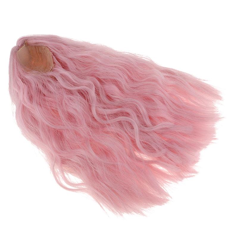 1/4 BJD Long Loose Wave Wig Hairpiece for Dollfie MSD DZ Dolls Clothes Decor Kits Pink