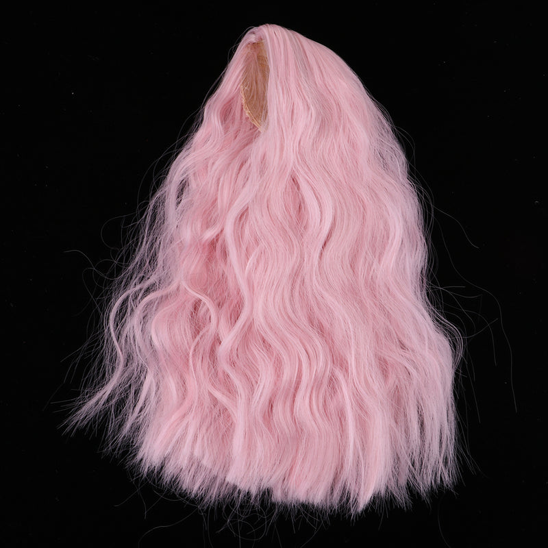 1/4 BJD Long Loose Wave Wig Hairpiece for Dollfie MSD DZ Dolls Clothes Decor Kits Pink