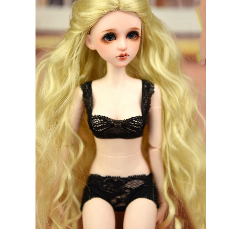 1/4 BJD Long Loose Wave Wig Hairpiece for Dollfie MSD DZ Dolls Clothes Decor Kits Light Gold
