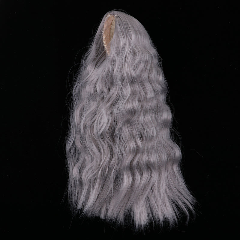 1/4 BJD Doll DIY Wig Lovely Long Curly Hair, DIY Wig Hair High-temperature Wire Handmade Hairpiece Doll Wig (Gray)
