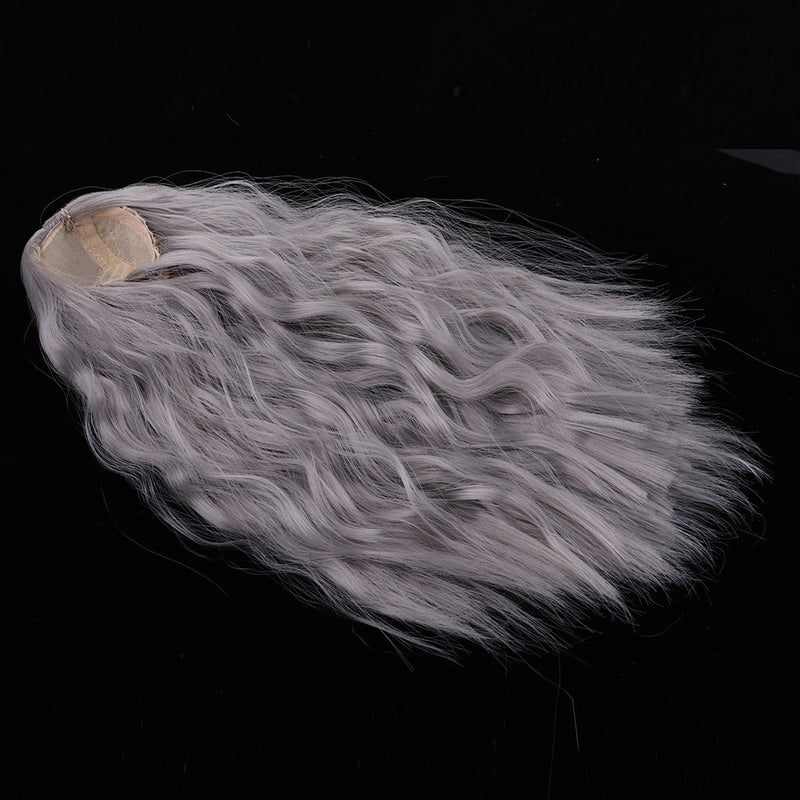 1/4 BJD Doll DIY Wig Lovely Long Curly Hair, DIY Wig Hair High-temperature Wire Handmade Hairpiece Doll Wig (Gray)