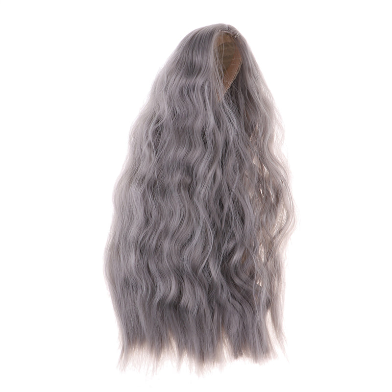 1/4 BJD Doll DIY Wig Lovely Long Curly Hair, DIY Wig Hair High-temperature Wire Handmade Hairpiece Doll Wig (Gray)