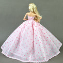 Polka Dots Pink Dress Gauze Wedding Gown Outfit for 1/6 Scale Dolls Clothes Accessories