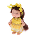4inch 10cm Adorable Elfin Doll Little Doll in Yellow Floral Clothes Home Display Decor