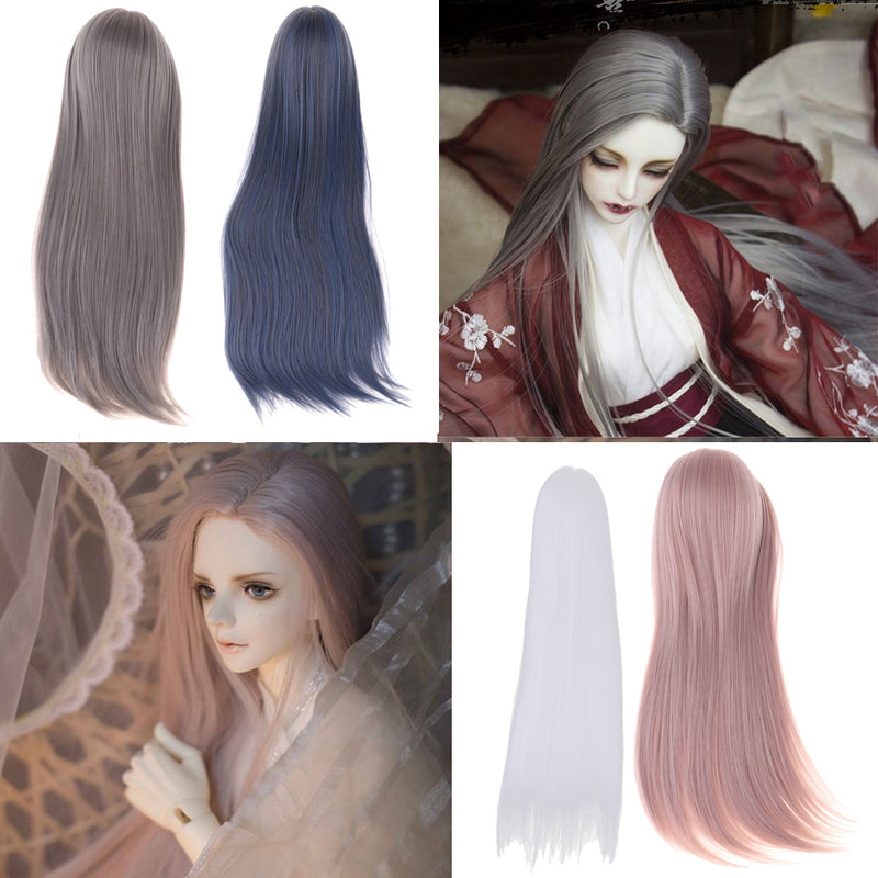 1/3 Male BJD Long Straight Hair Wig for Normal 70cm Uncle Dolls DIY Accessories Gray
