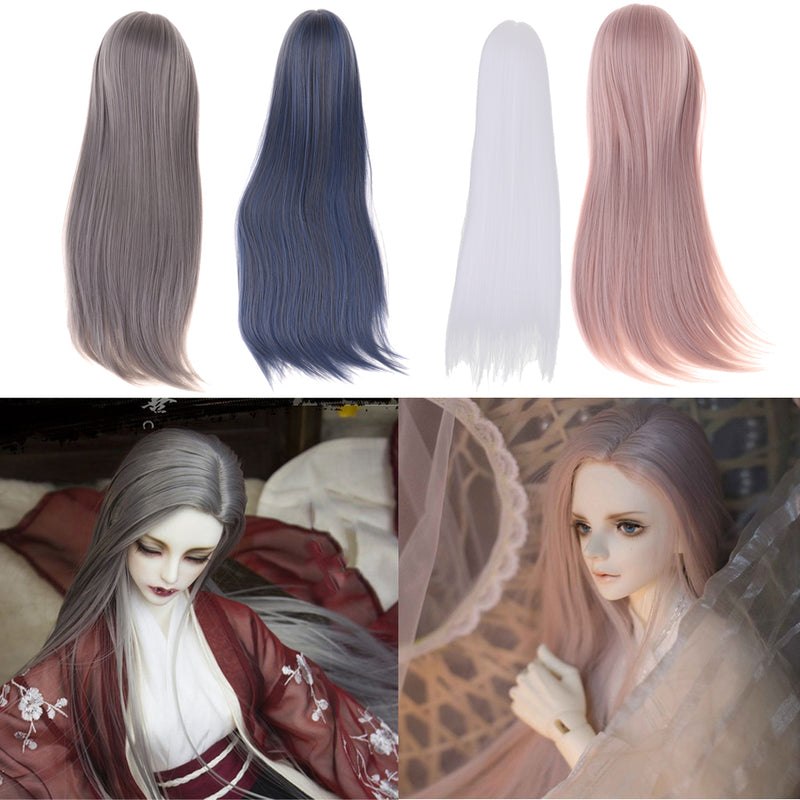 1/3 Male BJD Long Straight Hair Wig for Normal 70cm Uncle Dolls DIY Accessories Gray