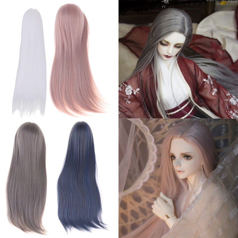 1/3 Male BJD Long Straight Hair Wig for Normal 70cm Uncle Dolls DIY Accessories Gray