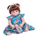Real Life 22inch Reborn Awake Baby Doll Newborn Size Fake Toddler Doll Â– Hand Rooted Mohair Acrylic Brown Eyes