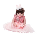 55cm Adorable Silicone Princess Reborn Doll Model in Pink Dress Outfit Accessories
