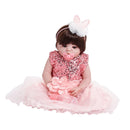 55cm Adorable Silicone Princess Reborn Doll Model in Pink Dress Outfit Accessories