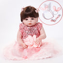 55cm Adorable Silicone Princess Reborn Doll Model in Pink Dress Outfit Accessories