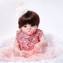 55cm Adorable Silicone Princess Reborn Doll Model in Pink Dress Outfit Accessories