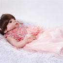 55cm Adorable Silicone Princess Reborn Doll Model in Pink Dress Outfit Accessories