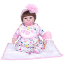 18 Inch Reborn Girl Doll Birthday Gift Vivid Real Looking Doll Silicone Lifelike Kids Growth Partner Soft Body Simulation Doll Model
