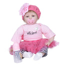 Handmade Silicone 22inch Reborn Baby Unisex Doll Newborn Toddler with Magnetic Pacifier, and Nursing Bottle