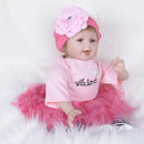 Handmade Silicone 22inch Reborn Baby Unisex Doll Newborn Toddler with Magnetic Pacifier, and Nursing Bottle