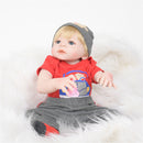 Full Silicone 22inch Reborn Baby Boy Doll Newborn Toddler with Magnetic Pacifier and Nursing Bottle