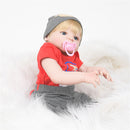 Full Silicone 22inch Reborn Baby Boy Doll Newborn Toddler with Magnetic Pacifier and Nursing Bottle