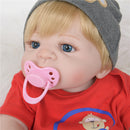 Full Silicone 22inch Reborn Baby Boy Doll Newborn Toddler with Magnetic Pacifier and Nursing Bottle
