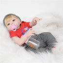Full Silicone 22inch Reborn Baby Boy Doll Newborn Toddler with Magnetic Pacifier and Nursing Bottle