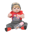 Full Silicone 22inch Reborn Baby Boy Doll Newborn Toddler with Magnetic Pacifier and Nursing Bottle