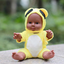 30cm Real Life Baby Boy Doll Vinyl African Newborn Infant in Yellow Clothes