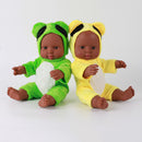 30cm Real Life Baby Boy Doll Vinyl African Newborn Infant in Yellow Clothes