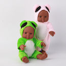 30cm Real Life Baby Boy Doll Vinyl African Newborn Infant in Green Clothes