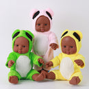 30cm Real Life Baby Boy Doll Vinyl African Newborn Infant in Green Clothes