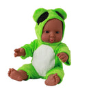 30cm Real Life Baby Boy Doll Vinyl African Newborn Infant in Green Clothes