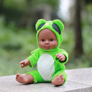 30cm Real Life Baby Boy Doll Vinyl African Newborn Infant in Green Clothes
