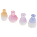 Dollhouse Miniatures Colourful Ceramic Porcelain Vases 4Pcs Set for 1/12 Scale Home Decoration